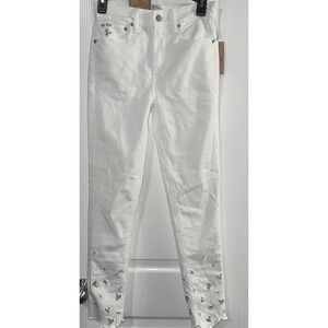 POLO RALPH LAUREN White Tompkins Skinny High Rise Ankle Floral size 26‎ NWT